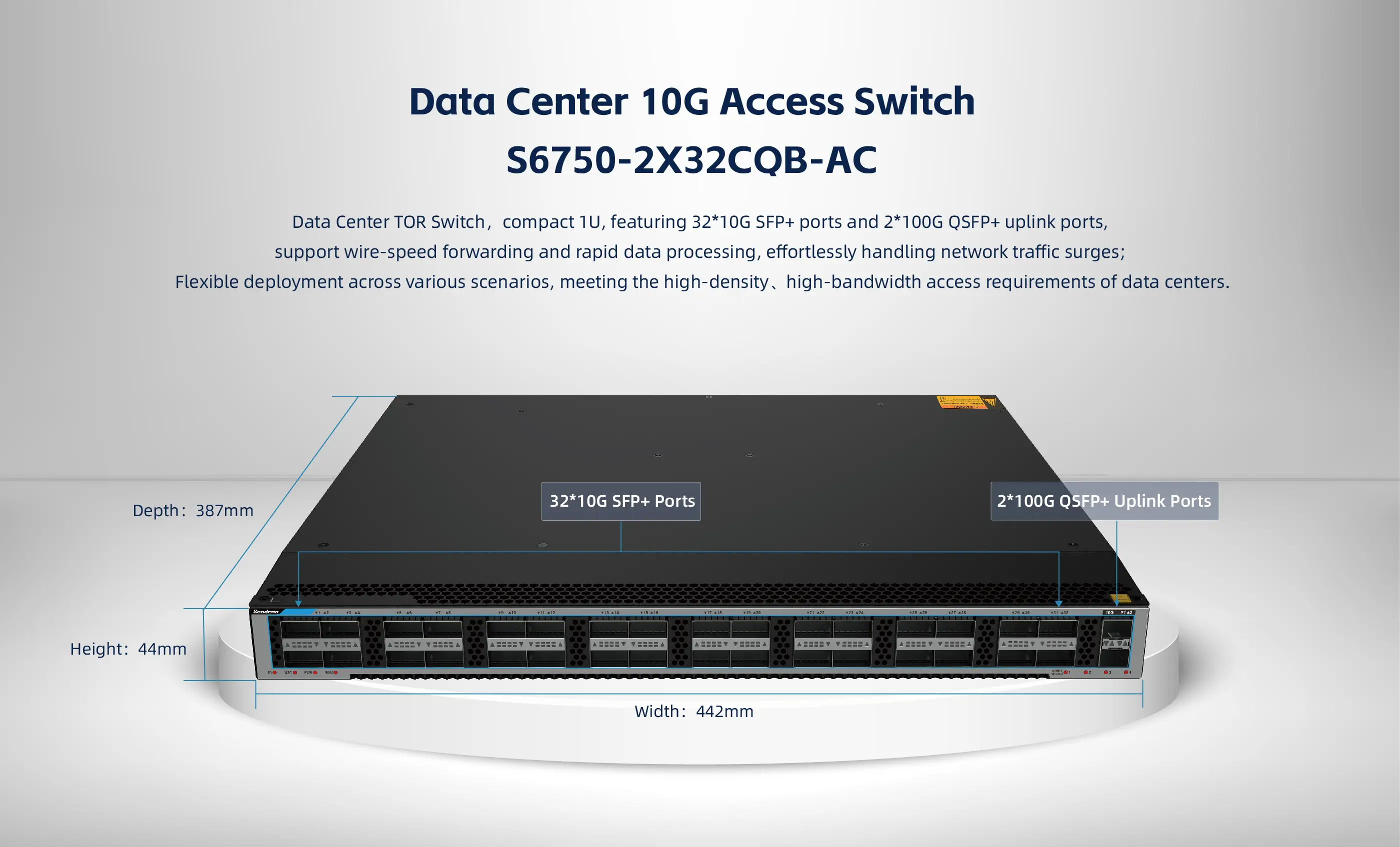 32x100G QSFP28 with 2x10G SFP+ Data Center Switch (Broadcom)